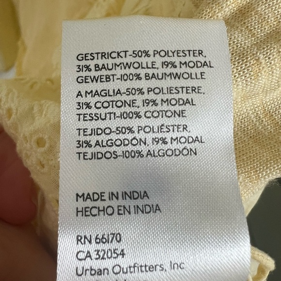 NWT new FREE PEOPLE Claire Tee medium reed yellow ruffle eyelet oversized - Picture 11 of 16